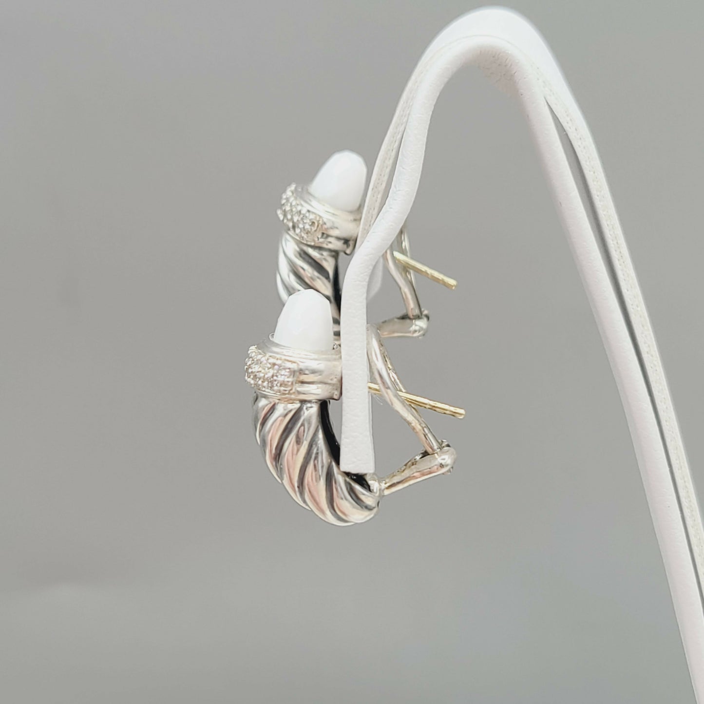    David Yurman Waverly Earrings White Agate & Diamonds