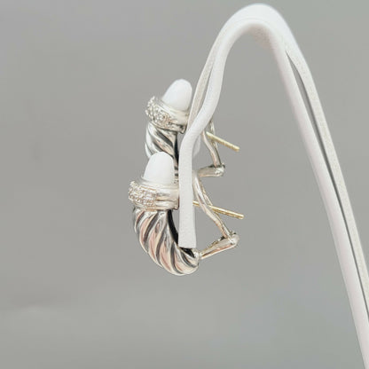    David Yurman Waverly Earrings White Agate & Diamonds