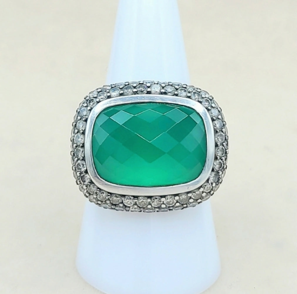    David Yurman Waverly Limited Ring – Green Onyx & Diamonds