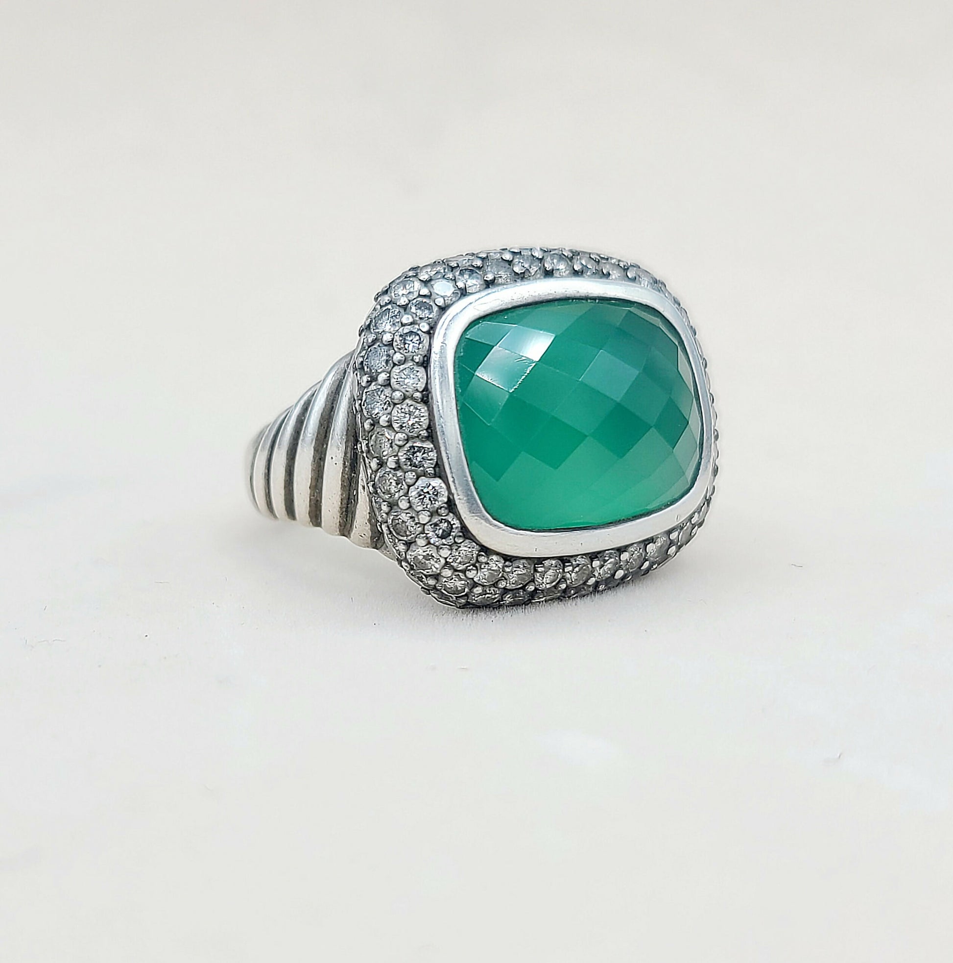    David Yurman Waverly Limited Ring – Green Onyx & Diamonds