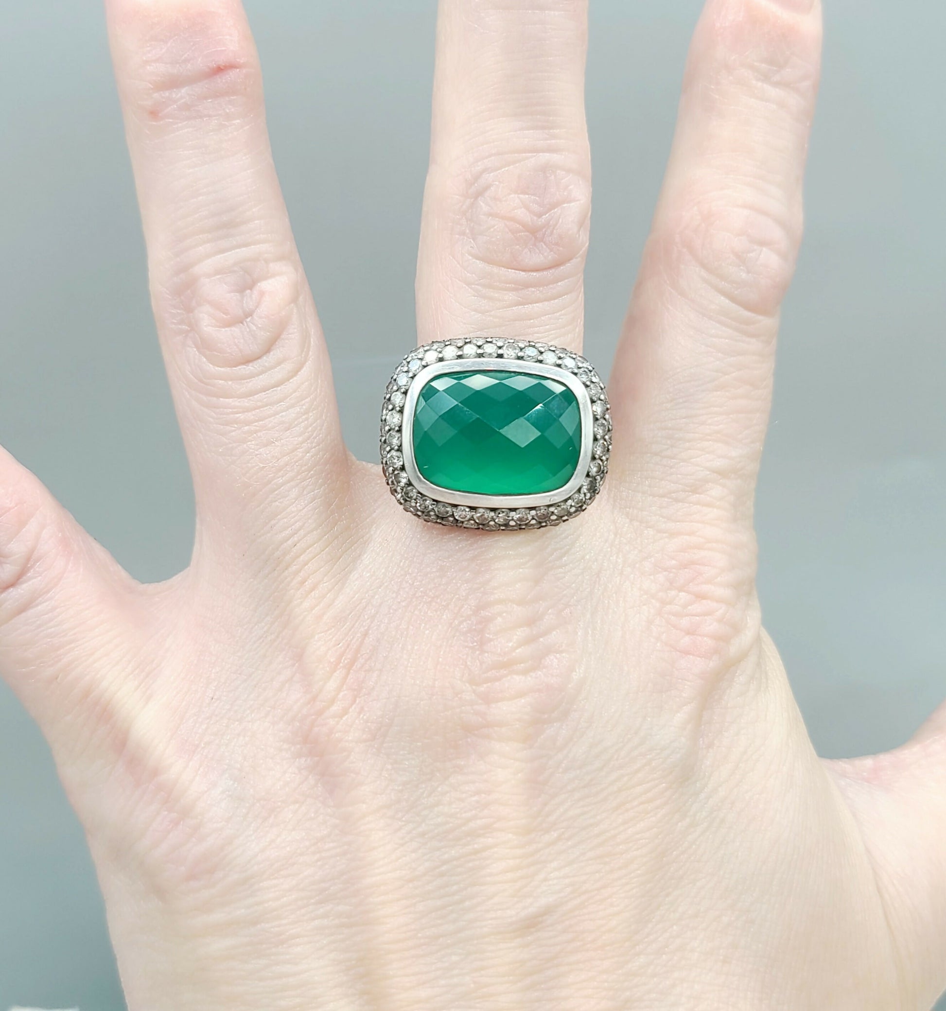    David Yurman Waverly Limited Ring – Green Onyx & Diamonds