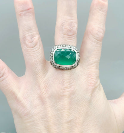    David Yurman Waverly Limited Ring – Green Onyx & Diamonds