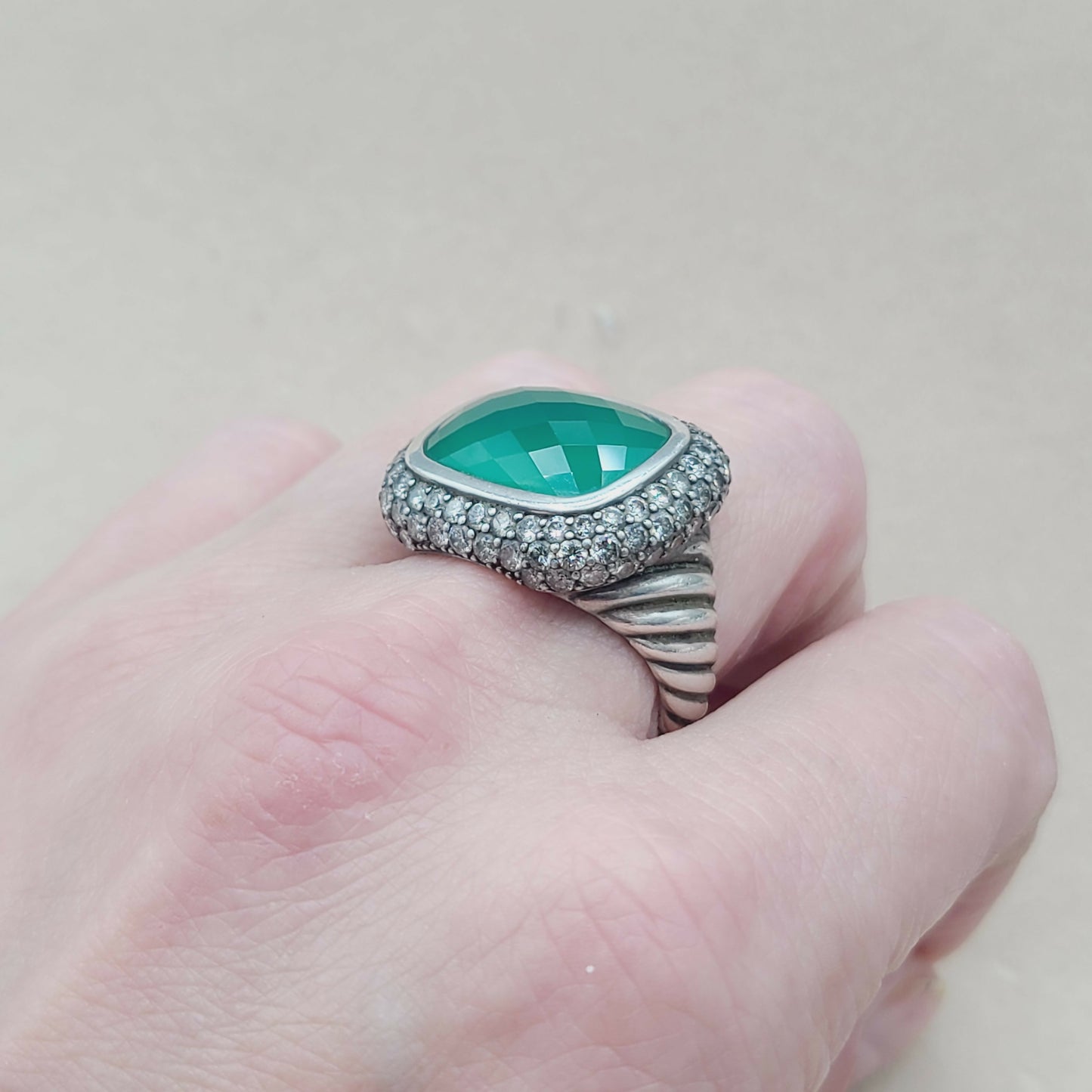    David Yurman Waverly Limited Ring – Green Onyx & Diamonds