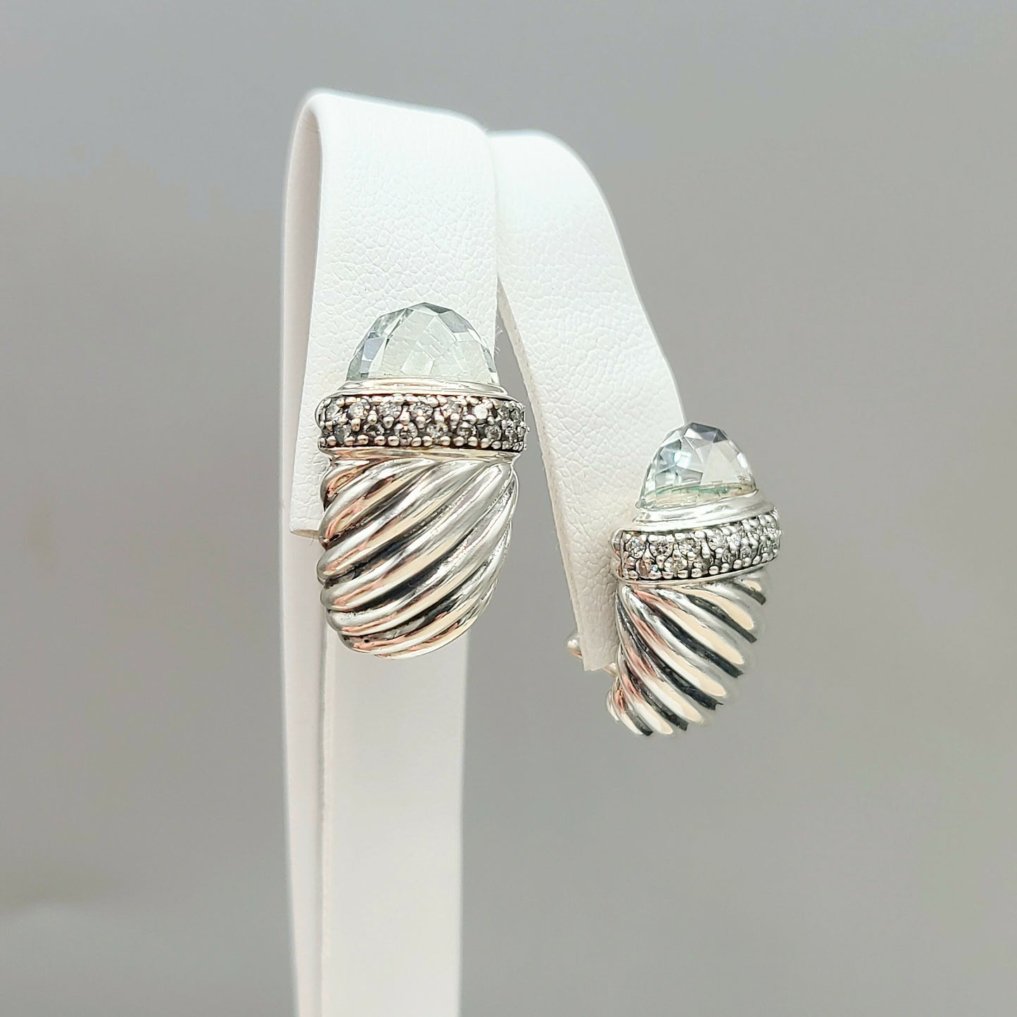    David Yurman Waverly Prasiolite Diamond Earrings