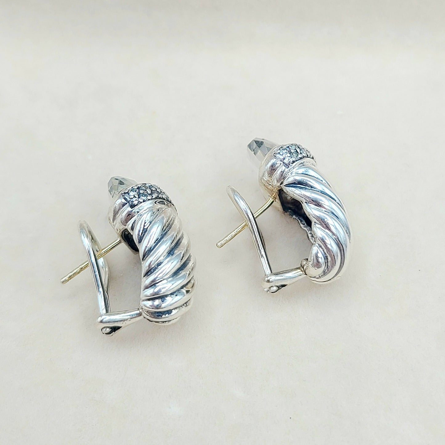    David Yurman Waverly Prasiolite Diamond Earrings