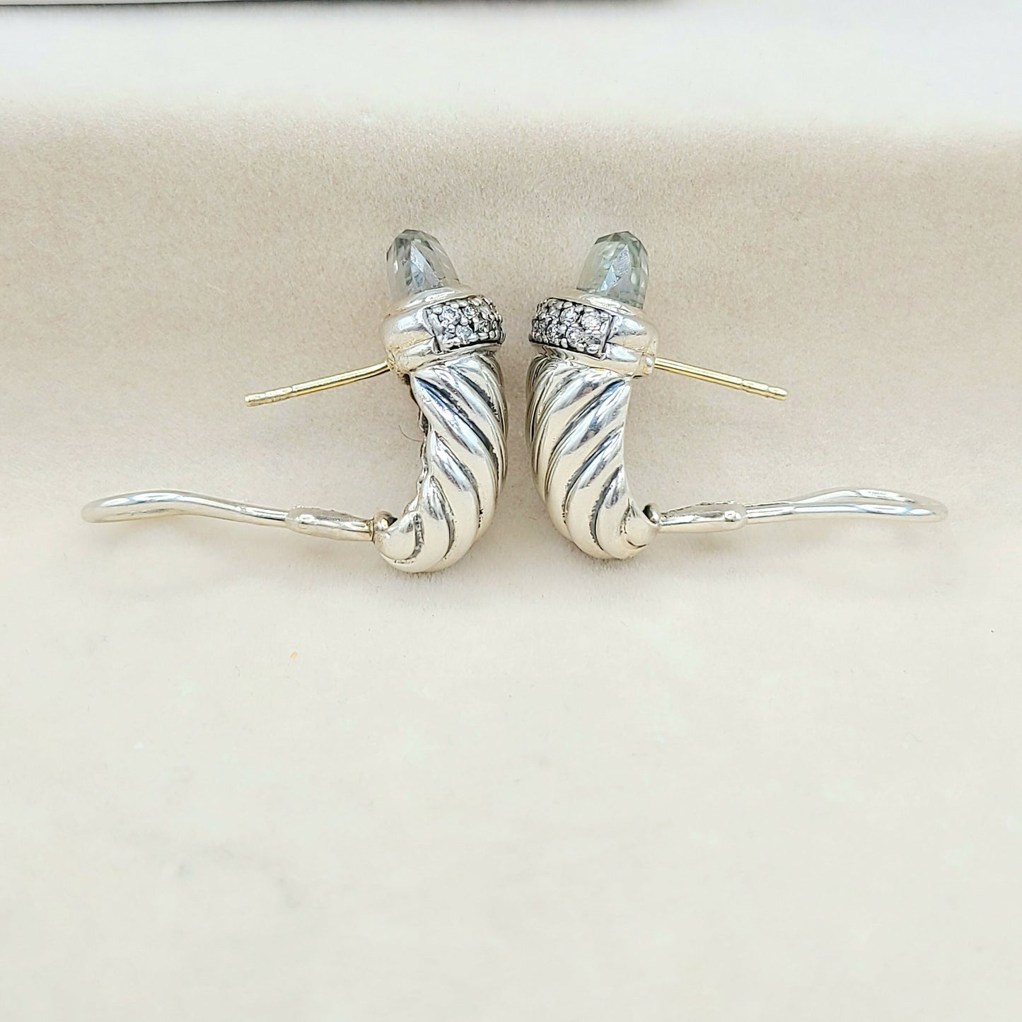    David Yurman Waverly Prasiolite Diamond Earrings