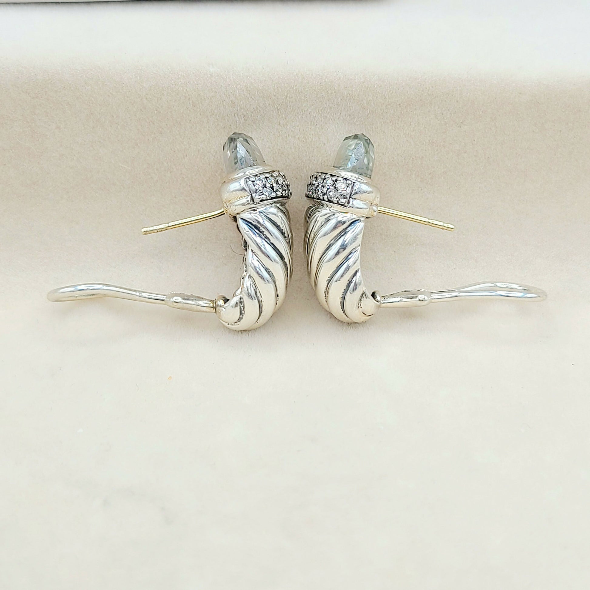    David Yurman Waverly Prasiolite Diamond Earrings
