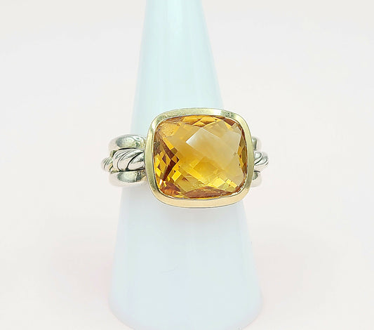   David Yurman Wellesley Link Ring – Citrine & Gold