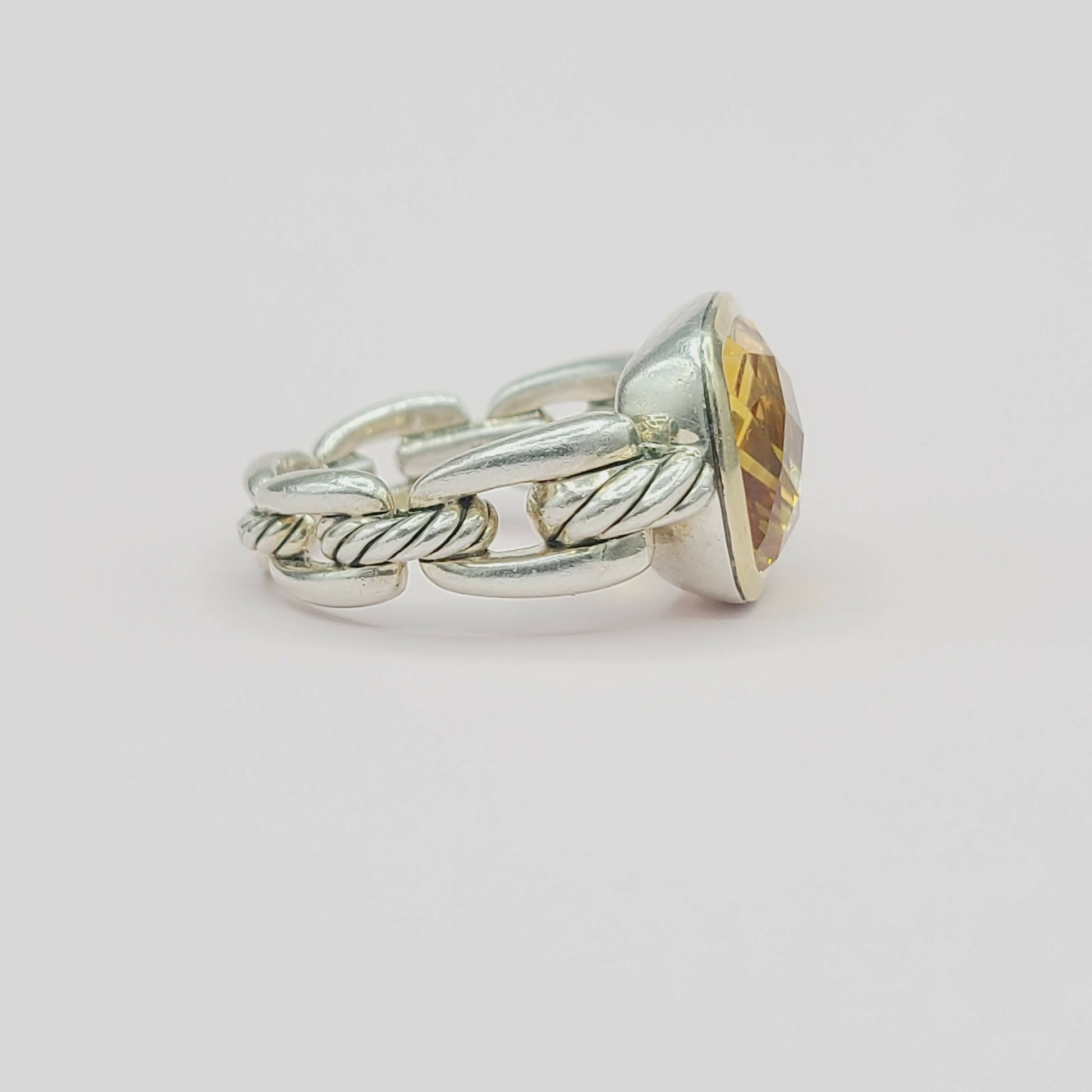    David Yurman Wellesley Link Ring – Citrine & Gold