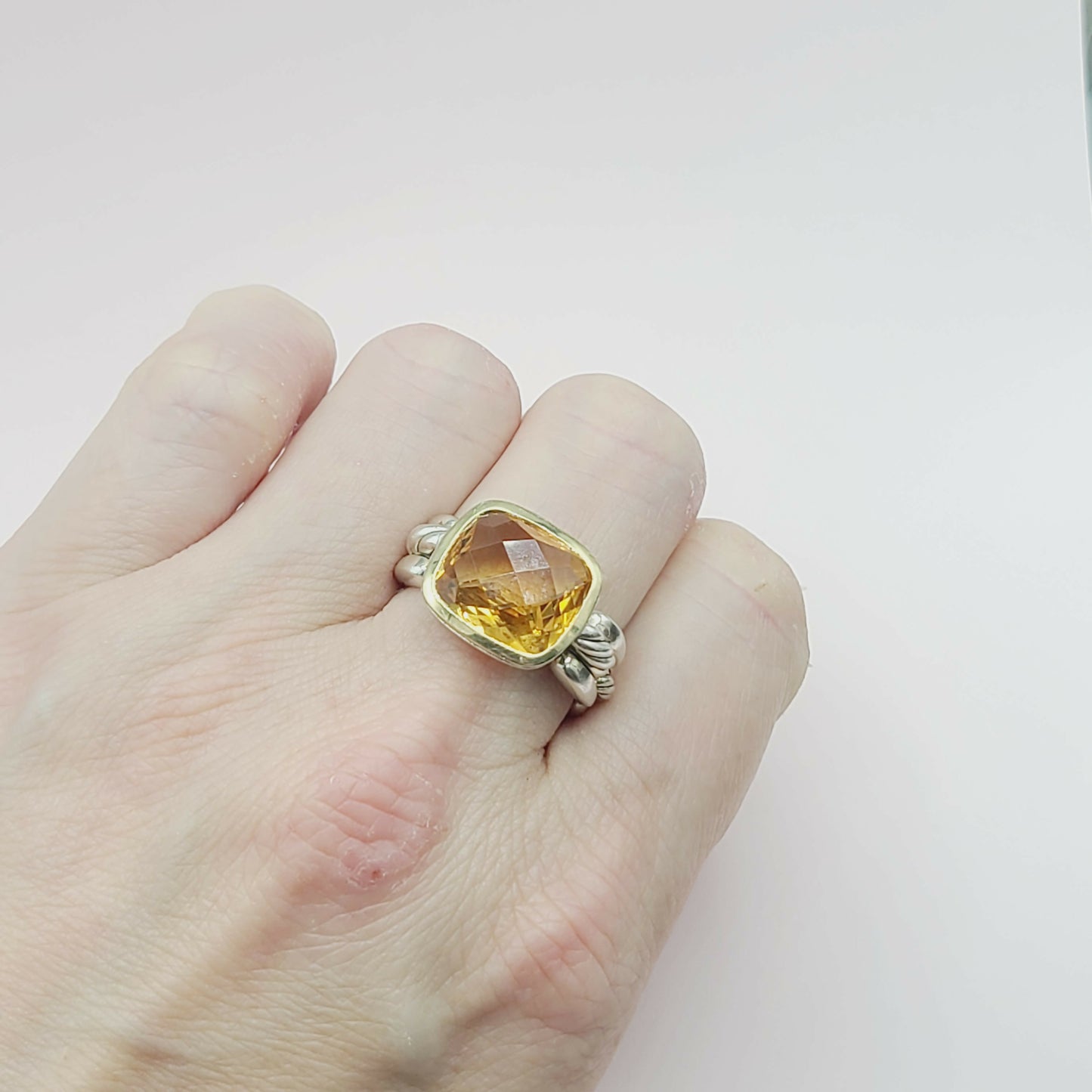    David Yurman Wellesley Link Ring – Citrine & Gold