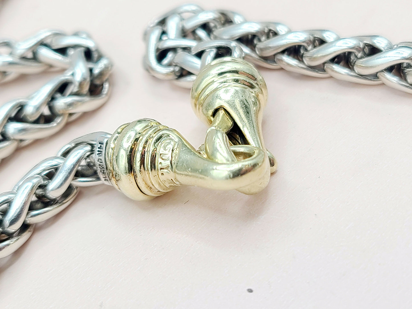    David Yurman Wheat Chain Necklace 6mm Gold Buckle 16"