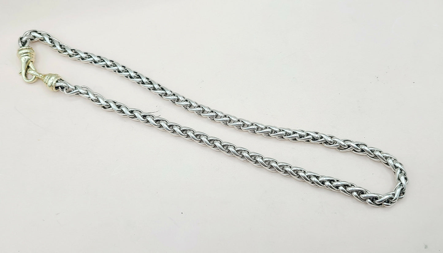    David Yurman Wheat Chain Necklace 6mm Gold Buckle 16"