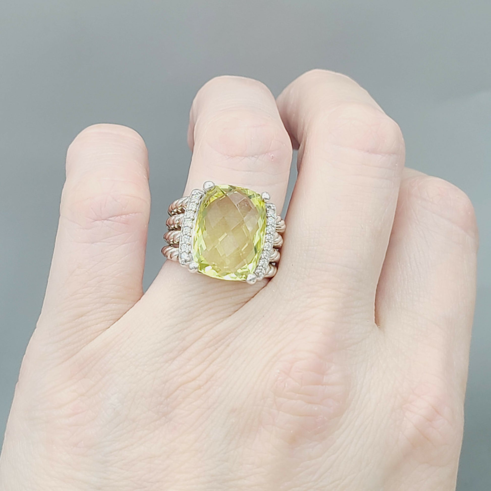    David Yurman Wheaton Ring – 16×12 Lemon Citrine & Diamonds