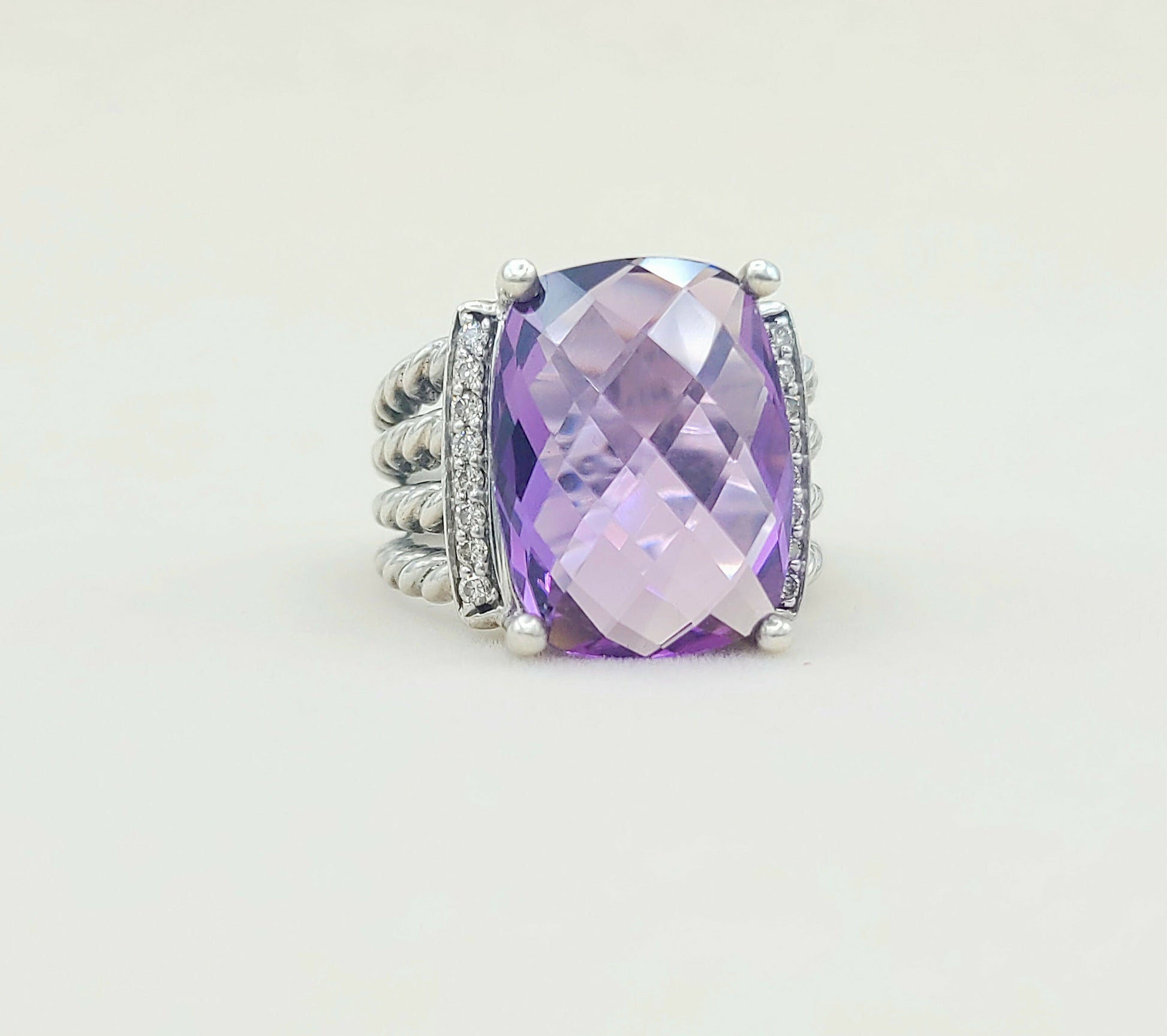    David Yurman Wheaton Ring 16x12 Amethyst & Diamonds