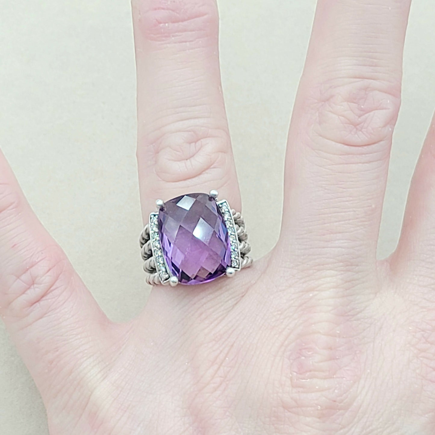    David Yurman Wheaton Ring 16x12 Amethyst & Diamonds