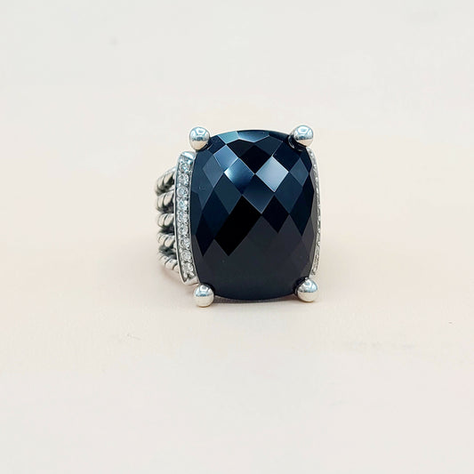    David Yurman Wheaton Ring 20x15 Black Onyx & Diamonds