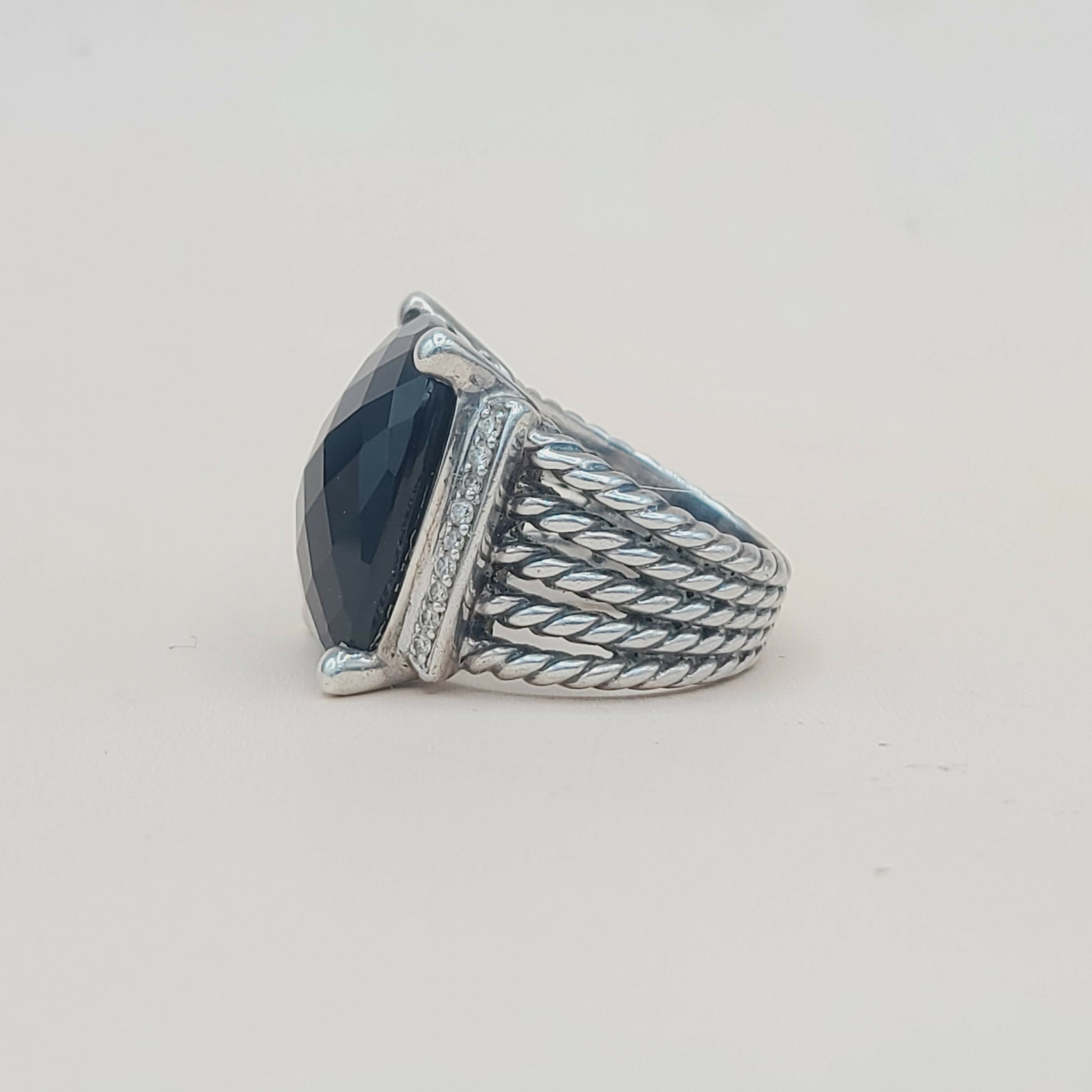    David Yurman Wheaton Ring 20x15 Black Onyx & Diamonds