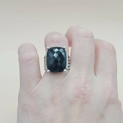    David Yurman Wheaton Ring 20x15 Black Onyx & Diamonds