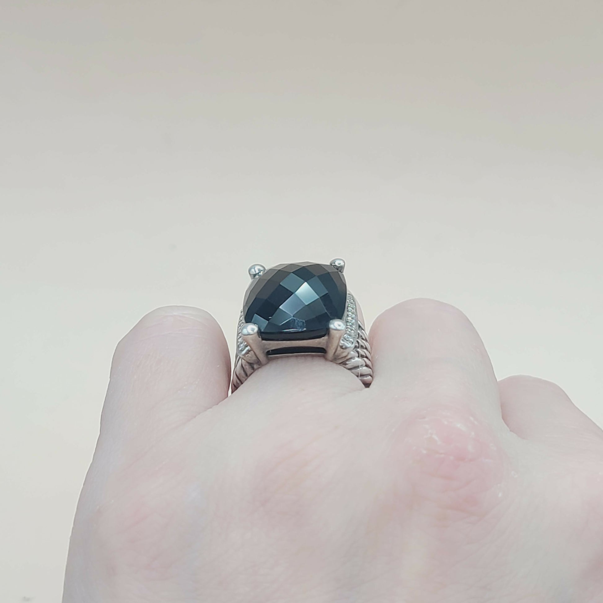    David Yurman Wheaton Ring 20x15 Black Onyx & Diamonds