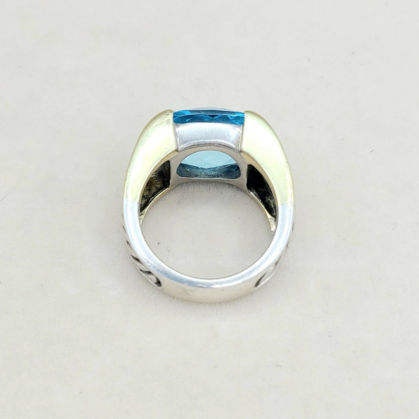    David Yurman Wide Sculpted Cable Ring Blue Topaz