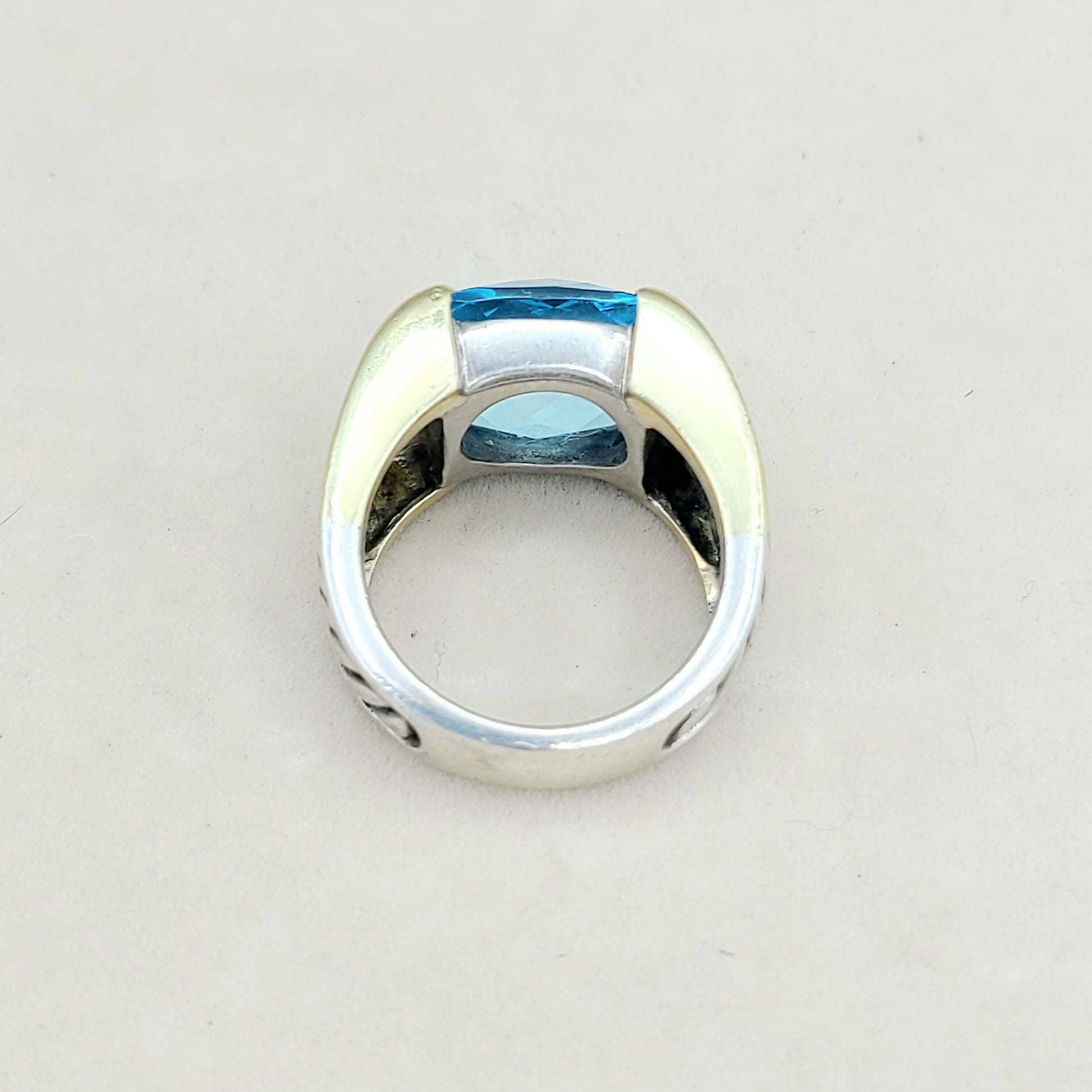    David Yurman Wide Sculpted Cable Ring Blue Topaz