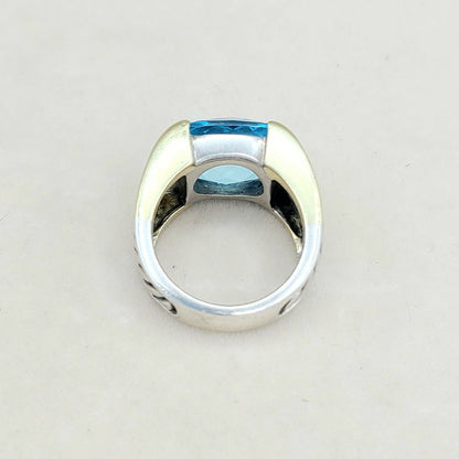    David Yurman Wide Sculpted Cable Ring Blue Topaz