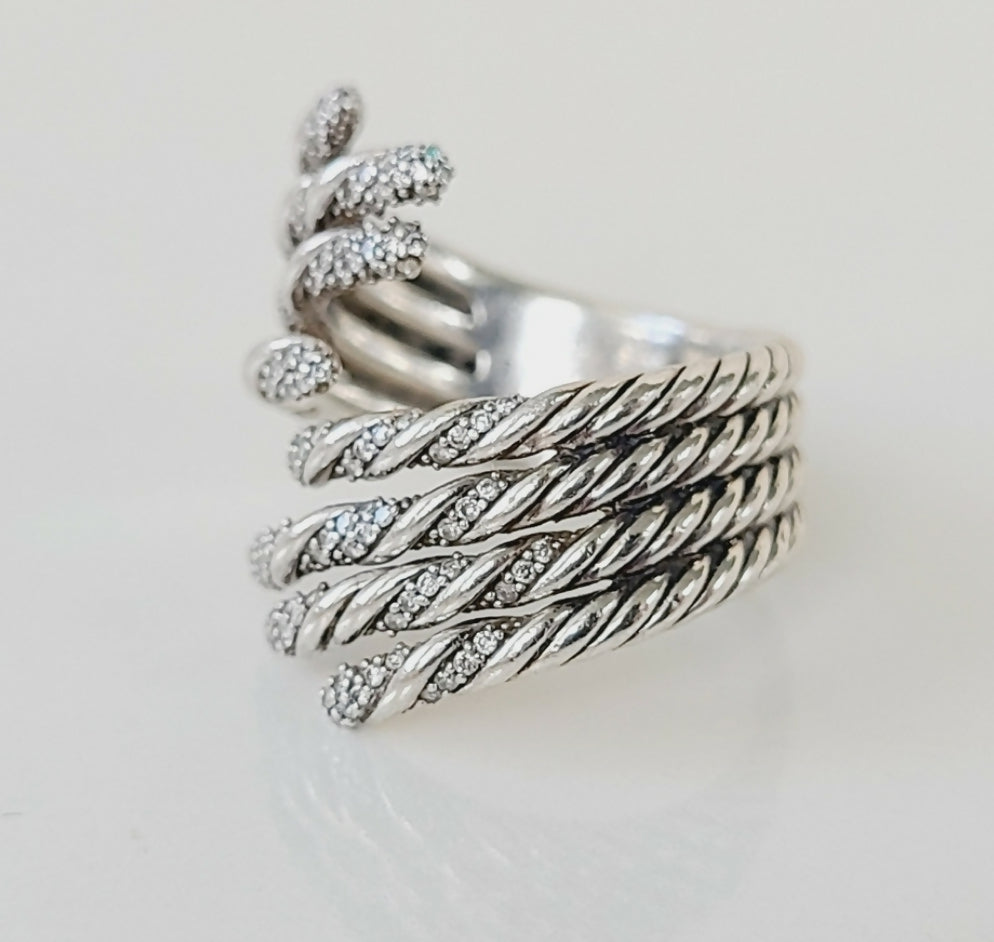    David Yurman Willow Open Four Row Ring – Diamonds