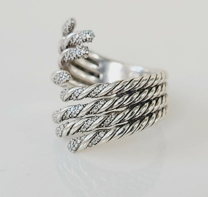    David Yurman Willow Open Four Row Ring – Diamonds