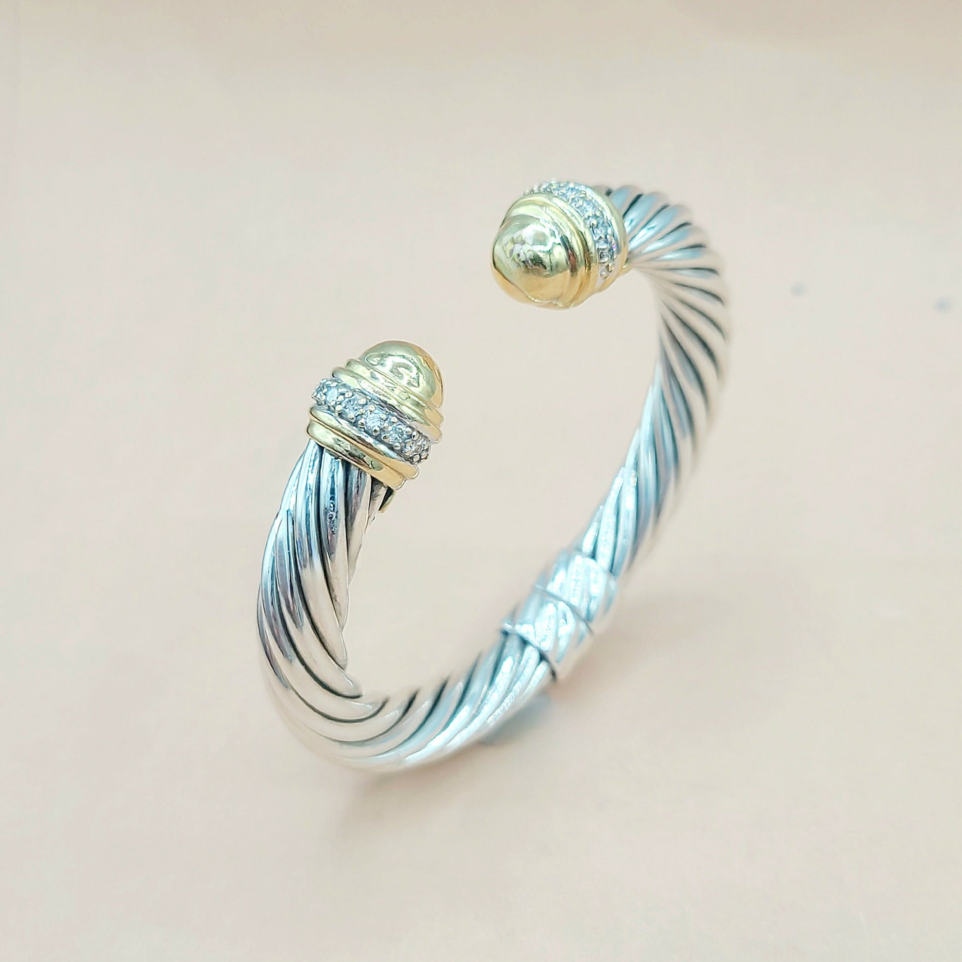    David Yurman 10mm Gold Dome Diamond Bracelet