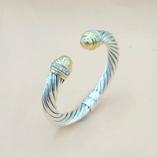    David Yurman 10mm Gold Dome Diamond Bracelet