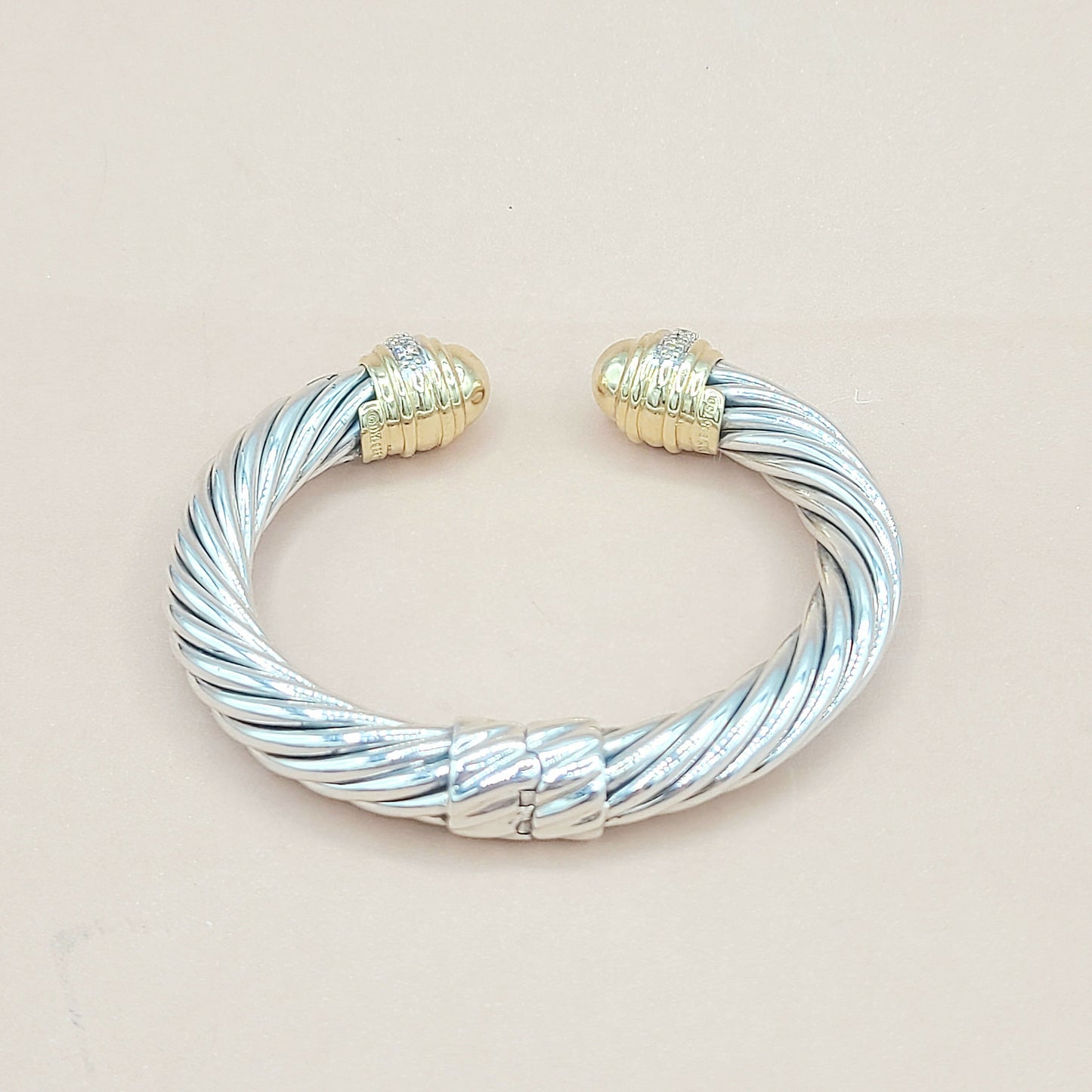    David Yurman 10mm Gold Dome Diamond Bracelet
