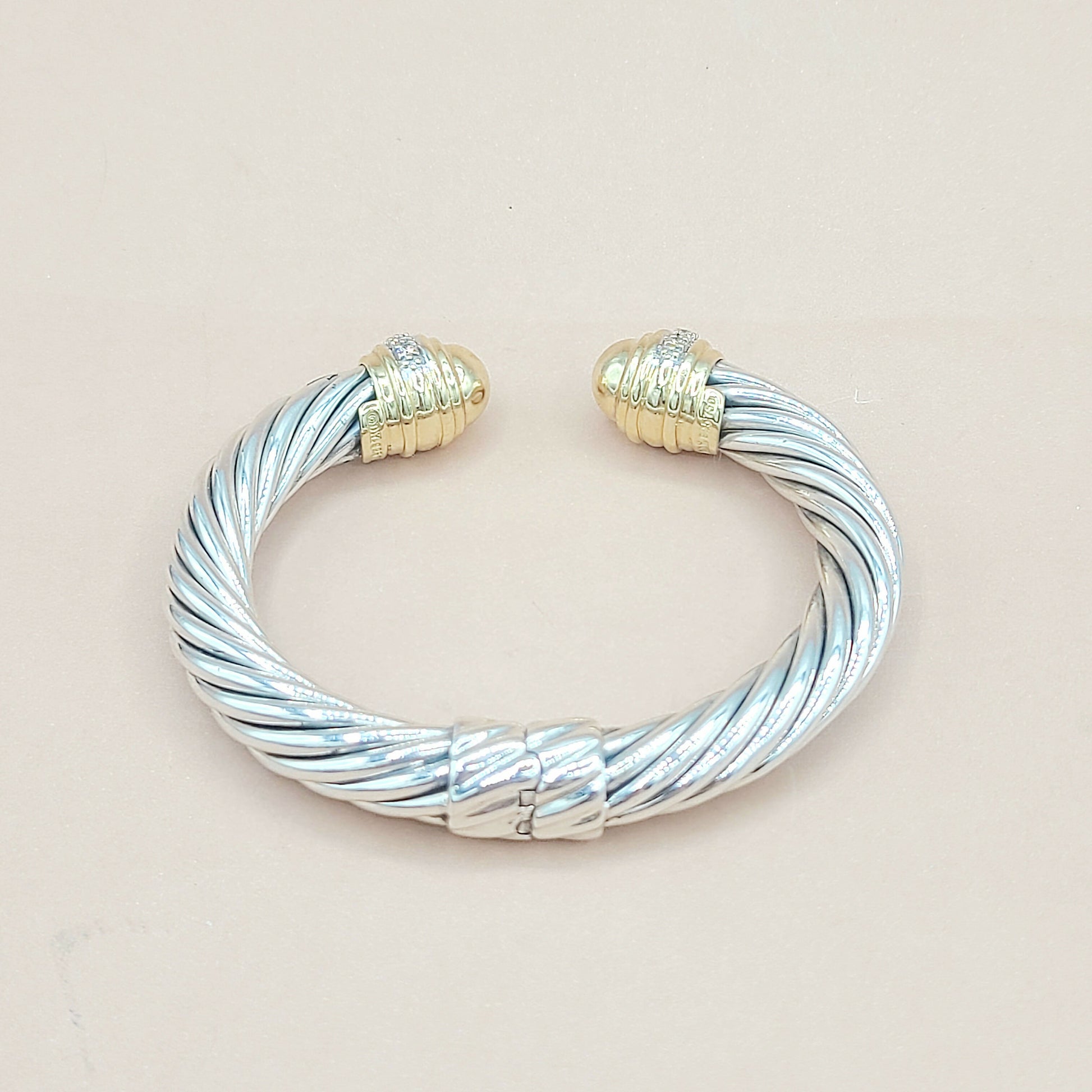    David Yurman 10mm Gold Dome Diamond Bracelet