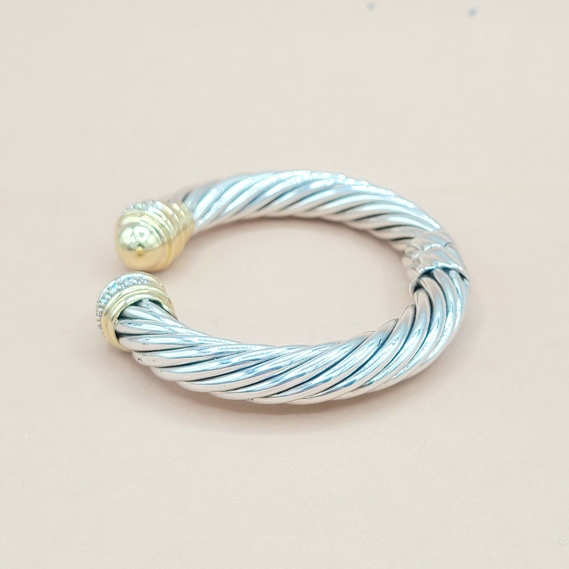    David Yurman 10mm Gold Dome Diamond Bracelet