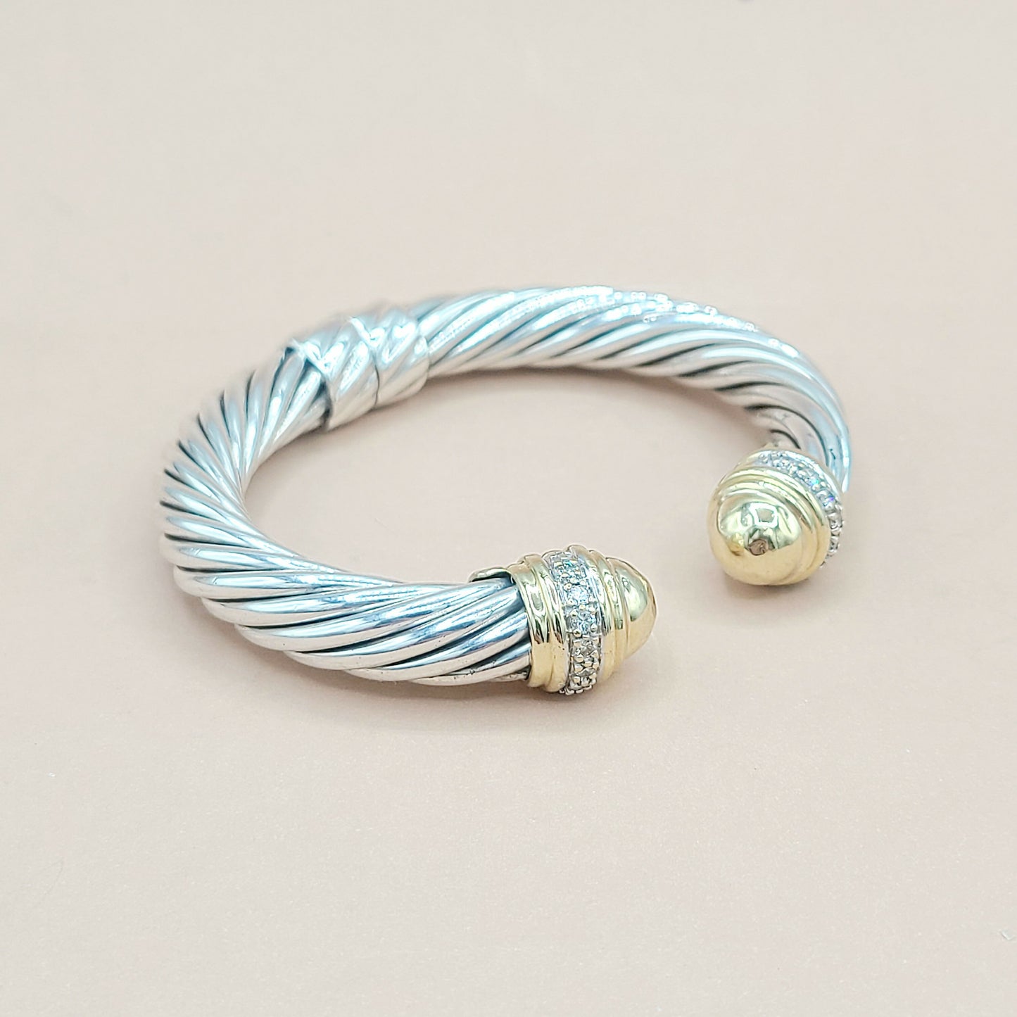    David Yurman 10mm Gold Dome Diamond Bracelet