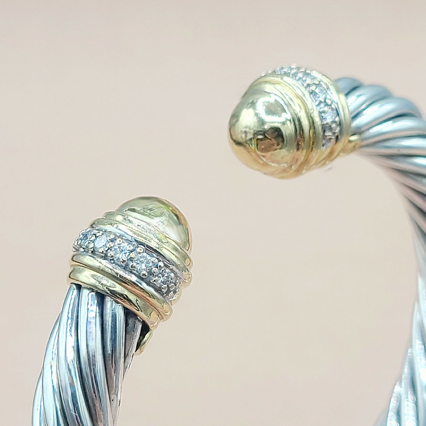    David Yurman 10mm Gold Dome Diamond Bracelet