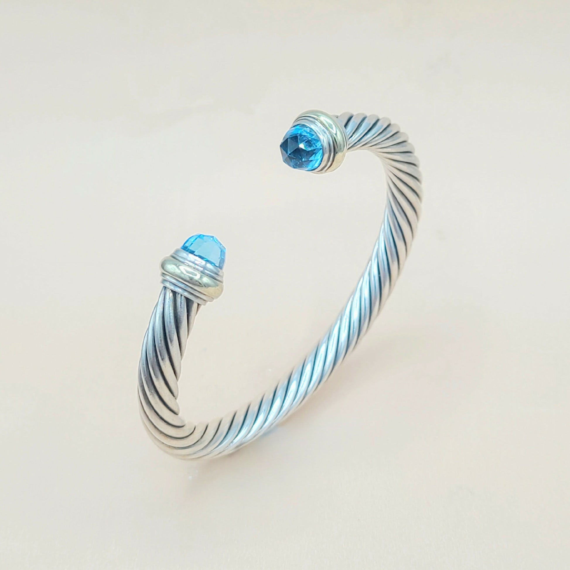    David Yurman 7mm Blue Topaz Cable Bracelet