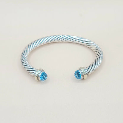    David Yurman 7mm Blue Topaz Cable Bracelet
