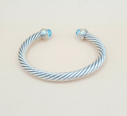    David Yurman 7mm Blue Topaz Cable Bracelet