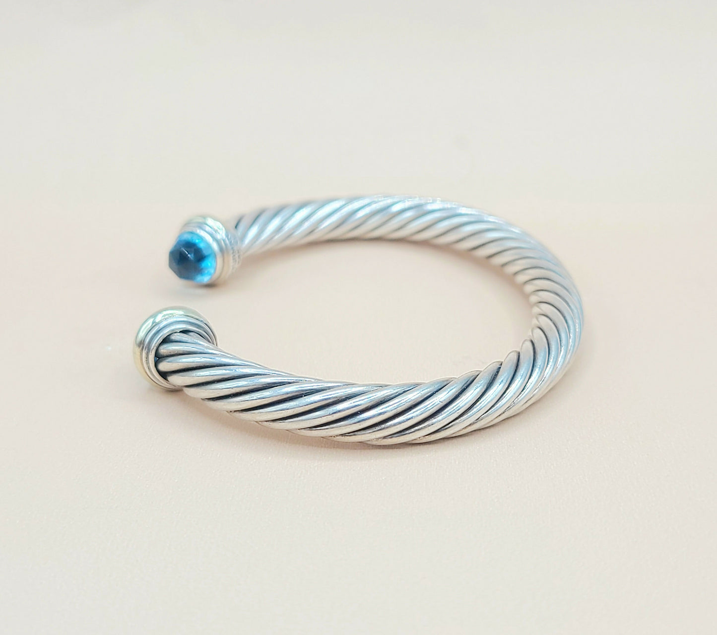    David Yurman 7mm Blue Topaz Cable Bracelet