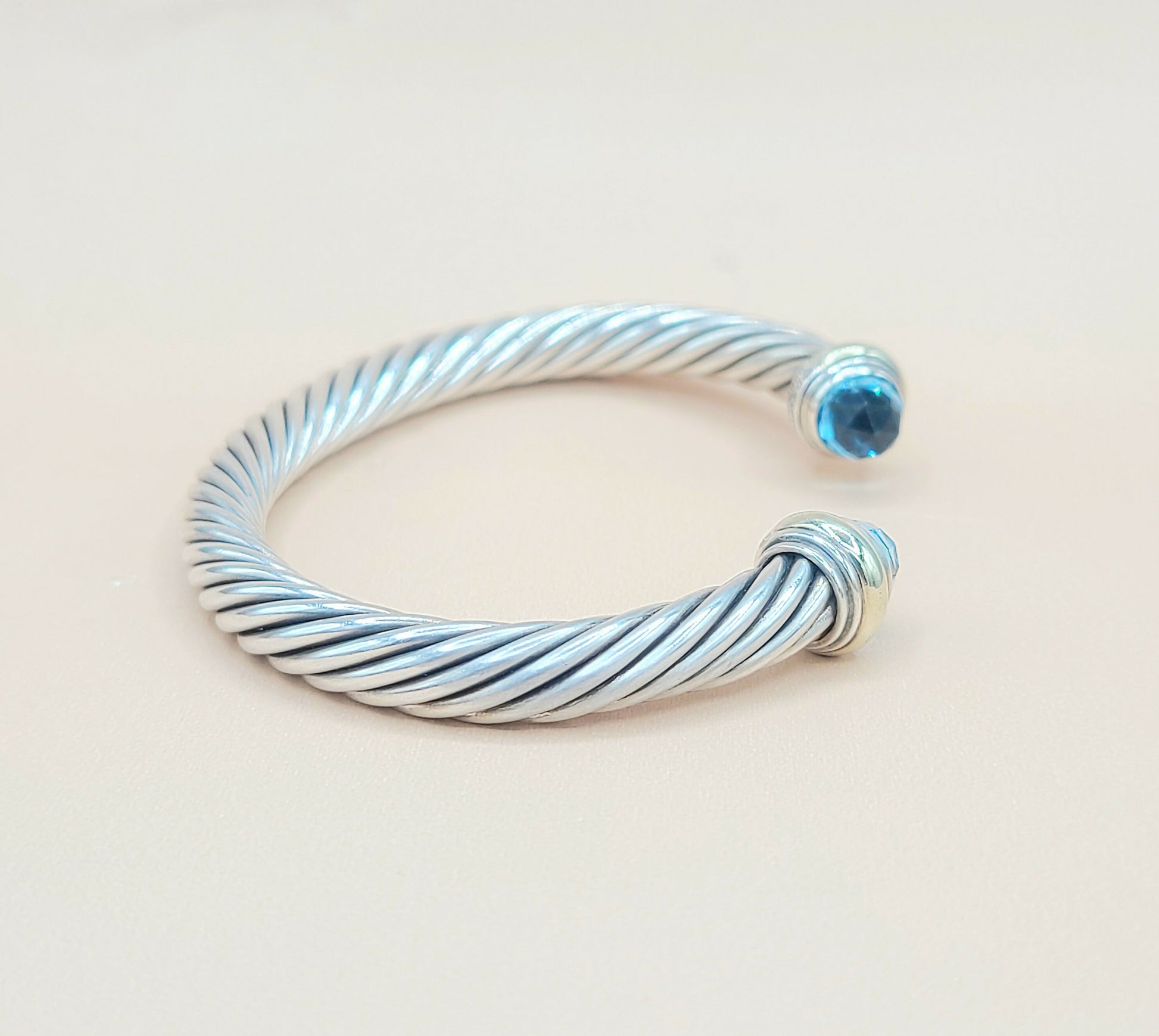    David Yurman 7mm Blue Topaz Cable Bracelet