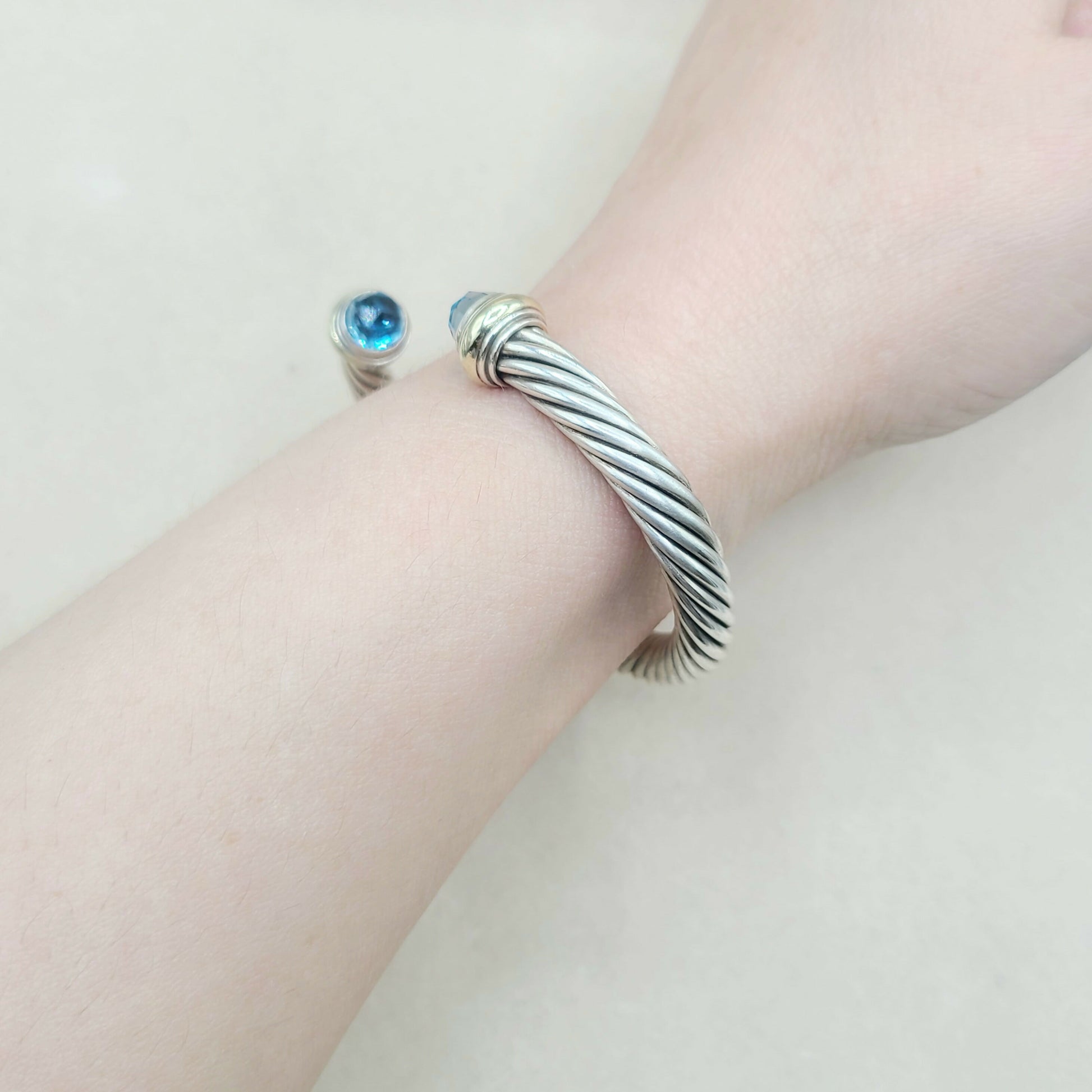    David Yurman 7mm Blue Topaz Cable Bracelet