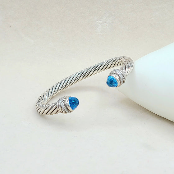    David Yurman 7mm Crossover Hampton Blue Topaz Diamonds Bracelet