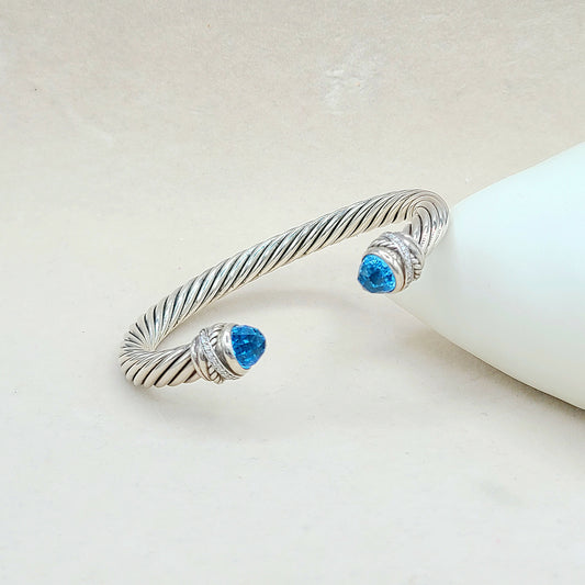    David Yurman 7mm Crossover Hampton Blue Topaz Diamonds Bracelet