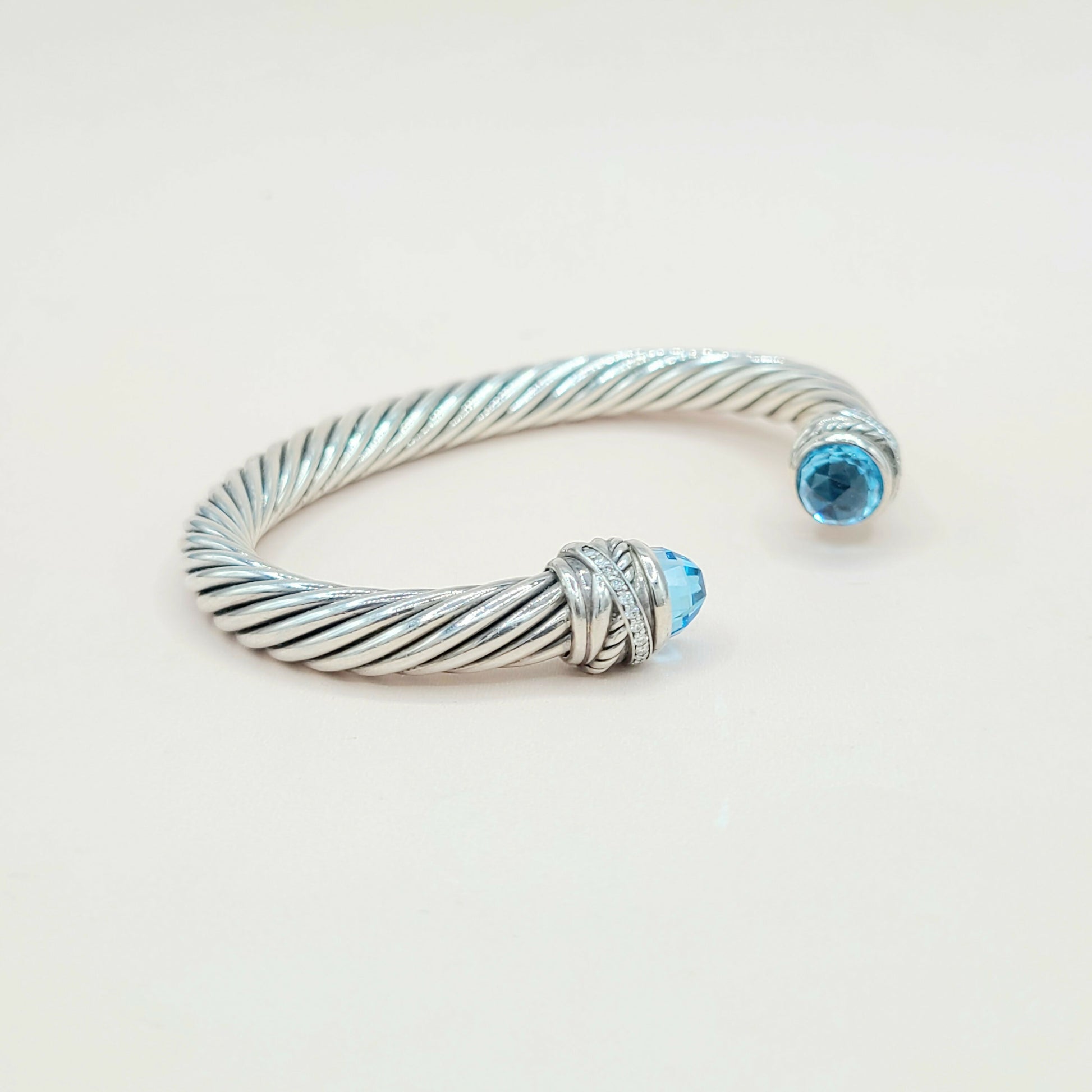    David Yurman 7mm Crossover Hampton Blue Topaz Diamonds Bracelet