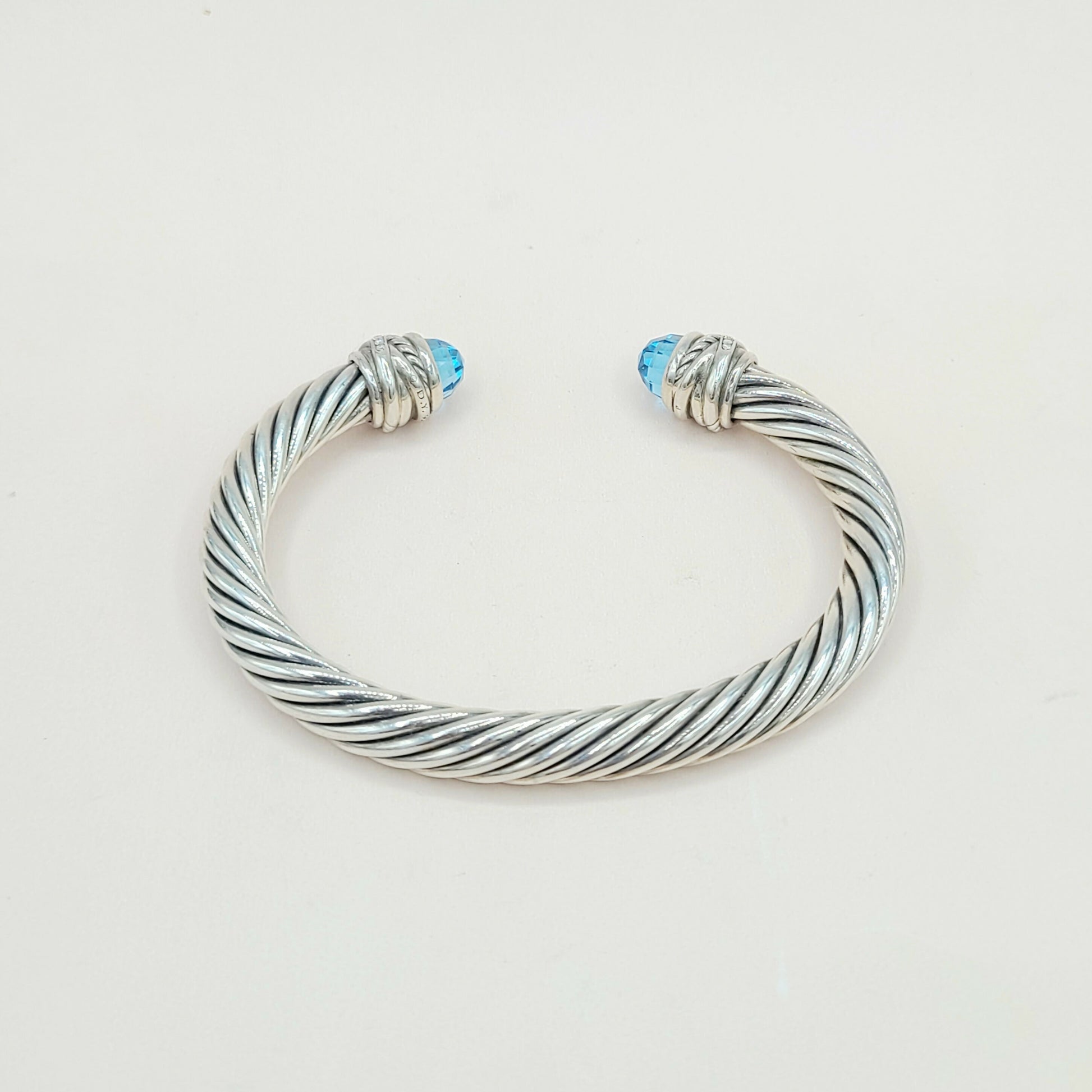    David Yurman 7mm Crossover Hampton Blue Topaz Diamonds Bracelet
