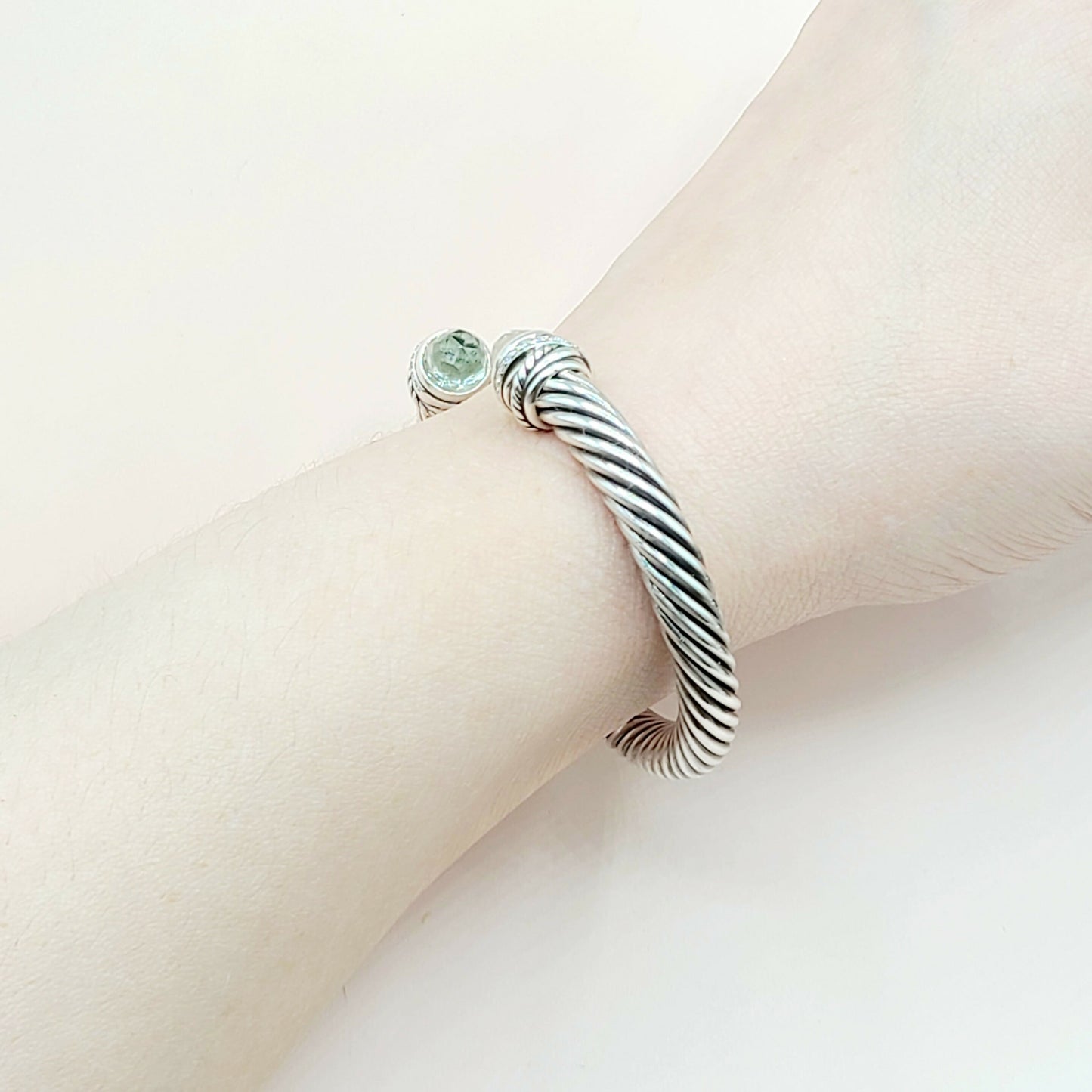    David Yurman-7mm Crossover-Prasiolite Diamond Bracelet