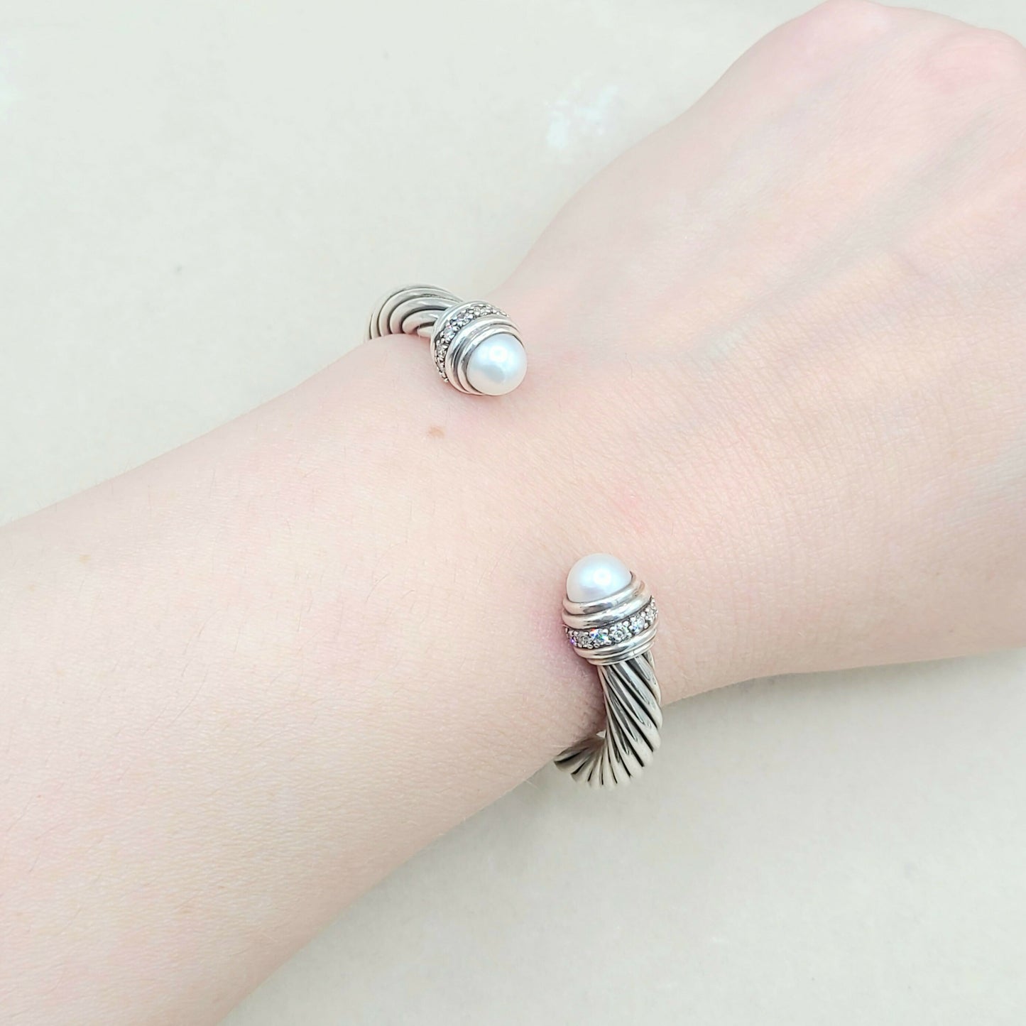    David Yurman 7mm Pearl Diamond Bracelet