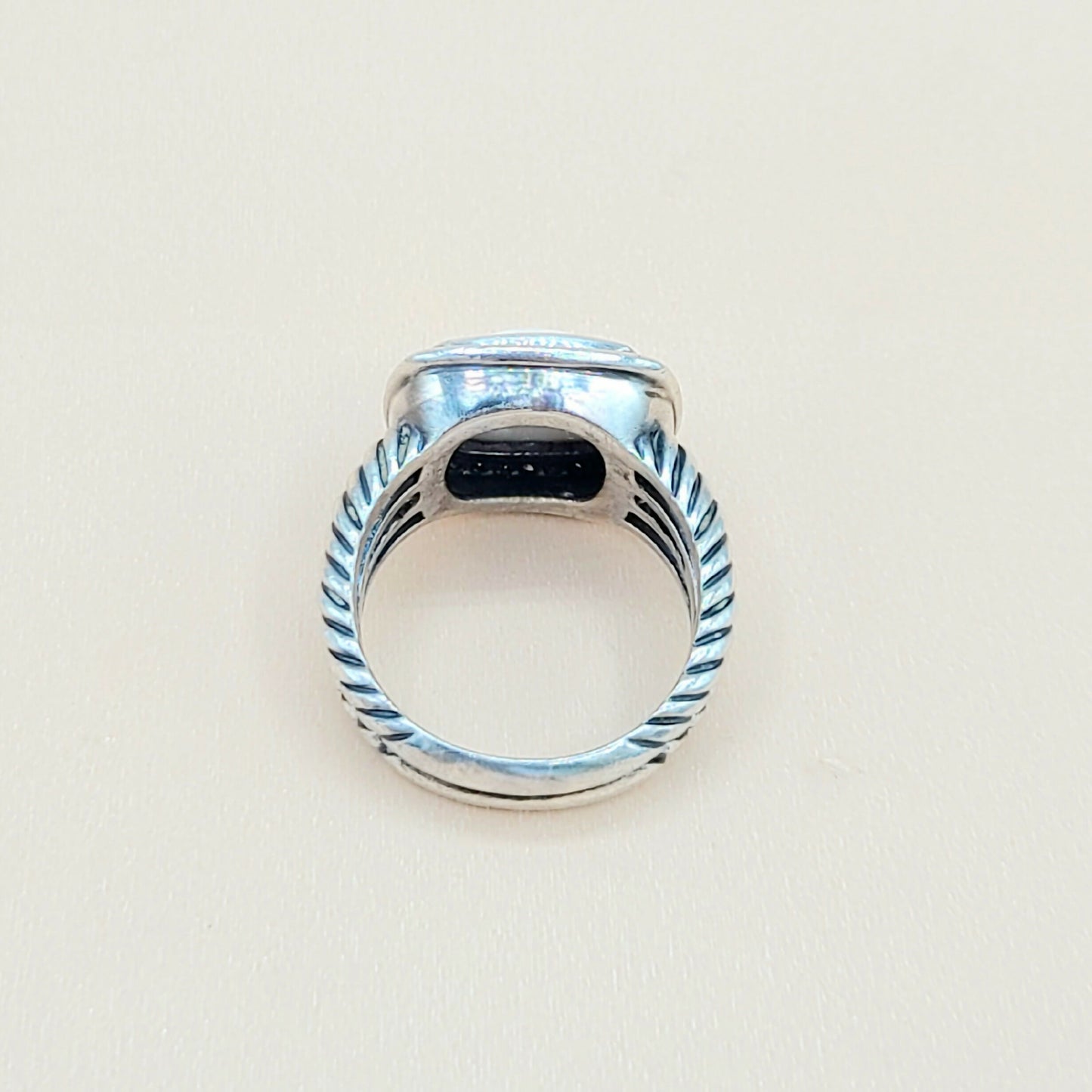    David Yurman Albion-11mm White Agate-Diamond Ring