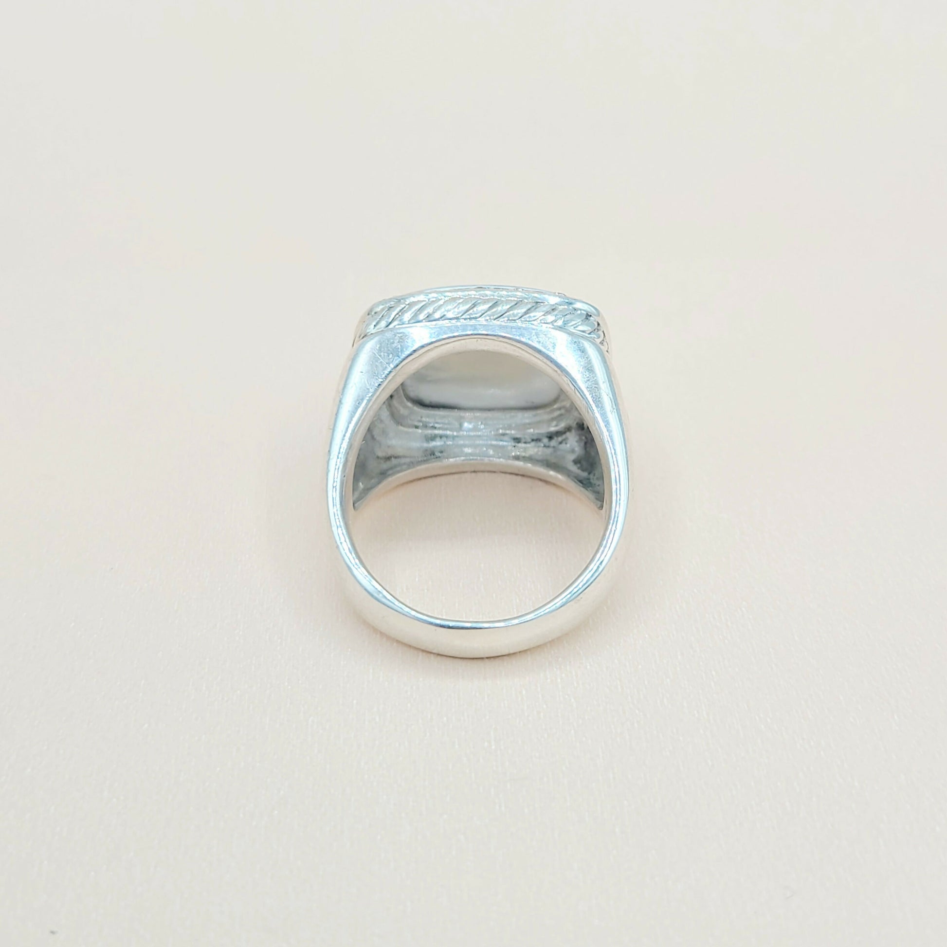    David Yurman Albion-15mm White Agate-Diamond Ring