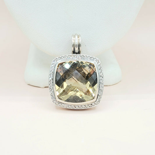    David Yurman Albion 20mm Champagne Citrine Diamond Pendant Enhancer